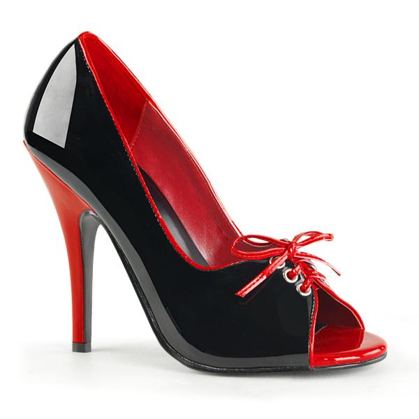 SEDUCE-216 Pleaser Stiletto High-Heels bi-color Peep-Toe Pumps schwarz-rot Lack