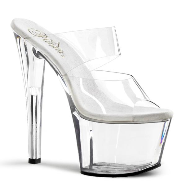 SKY-302 Pleaser high heels platform two-band slide transparent