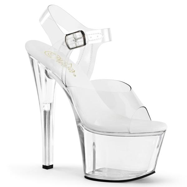 SKY-308VL vegan Pleaser high heels platform ankle strap sandal transparent