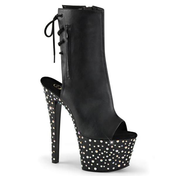 STARDANCE-1018-7 Pleaser high heels platform ankle boots black multi size rhinestones