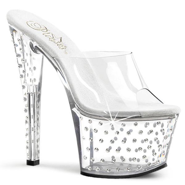 STARDUST-701 Pleaser high heels platform slide transparent with rhinestones