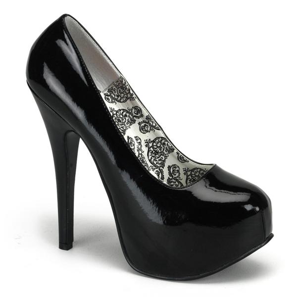 TEEZE-06 Bordello high heels pump black patent with concealed platform