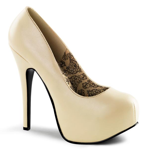 TEEZE-06 Bordello high heels pump cream matte with concealed platform