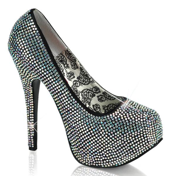 TEEZE-06R Bordello elegant platform high heels iridescent rhinstones