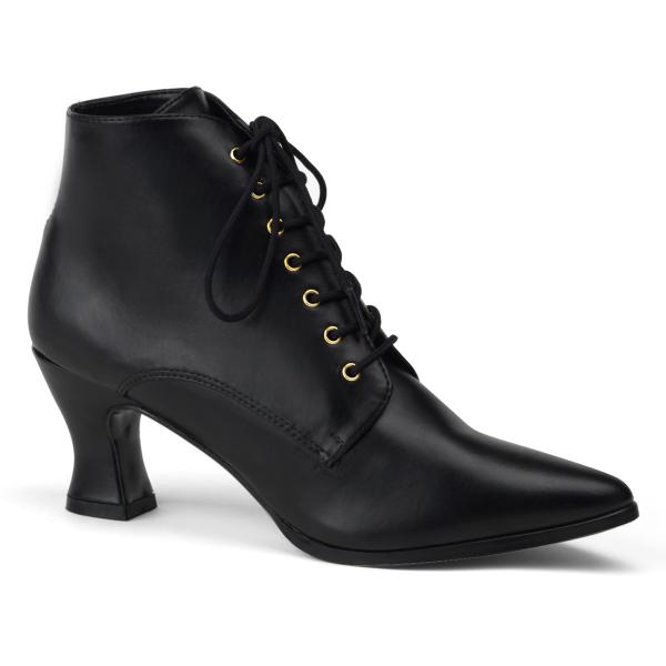 VICTORIAN-35 Funtasma front lace-up ankle boot black vegan leather