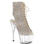 ADORE-1016C-RS Pleaser vegan high heels ankle boot silver AB rhinestones clear