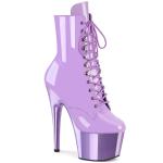 ADORE-1020 Pleaser high heels platform lace-up ankle boot lavender patent chrome