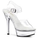 ALLURE-608 Pleaser lady high heels ankle strap sandal rhinestones clear