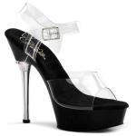 ALLURE-608 Pleaser lady high heels ankle strap sandal rhinestones clear black