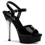 ALLURE-609 Pleaser high heel ankle strap sandal leather innersole black patent