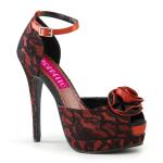 BELLA-17 Bordello lady High Heels lacae red satin black lace