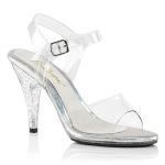 CARESS-408MG Fabulicious high heels platform ankle strap sandal clear with mini glitter