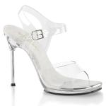 CHIC-08 Fabulicious high heels ankle strap sandal clear with metal heel