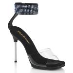 CHIC-42 Fabulicious high heels mini platform sandal ankle band rhinestones black matte