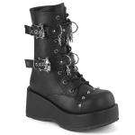 CUBBY-54 DemoniaCult platform ankle boot skull buckle straps cone spikes black matte