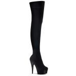 DELIGHT-3002 Pleaser High Heels Platform overknee boots black stretch velvet