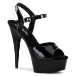 DELIGHT-609 Pleaser High Heels platform ankle strap sandal black patent
