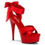 DELIGHT-668 Pleaser High-Heels Plateausandaletten rot Satin mit Schleife