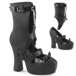 DEMON-13 DemoniaCult platform pump rubber spike snap-on stap skull buckle black matte