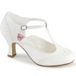 FLAPPER-26 Pin Up Couture kitten heel pump white matte