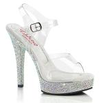 MAJESTY-508DM Fabulicious vegan platform high heels ankle strap sandal rhinestones clear