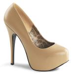 TEEZE-06 Bordello high heels pump tan matte with concealed platform